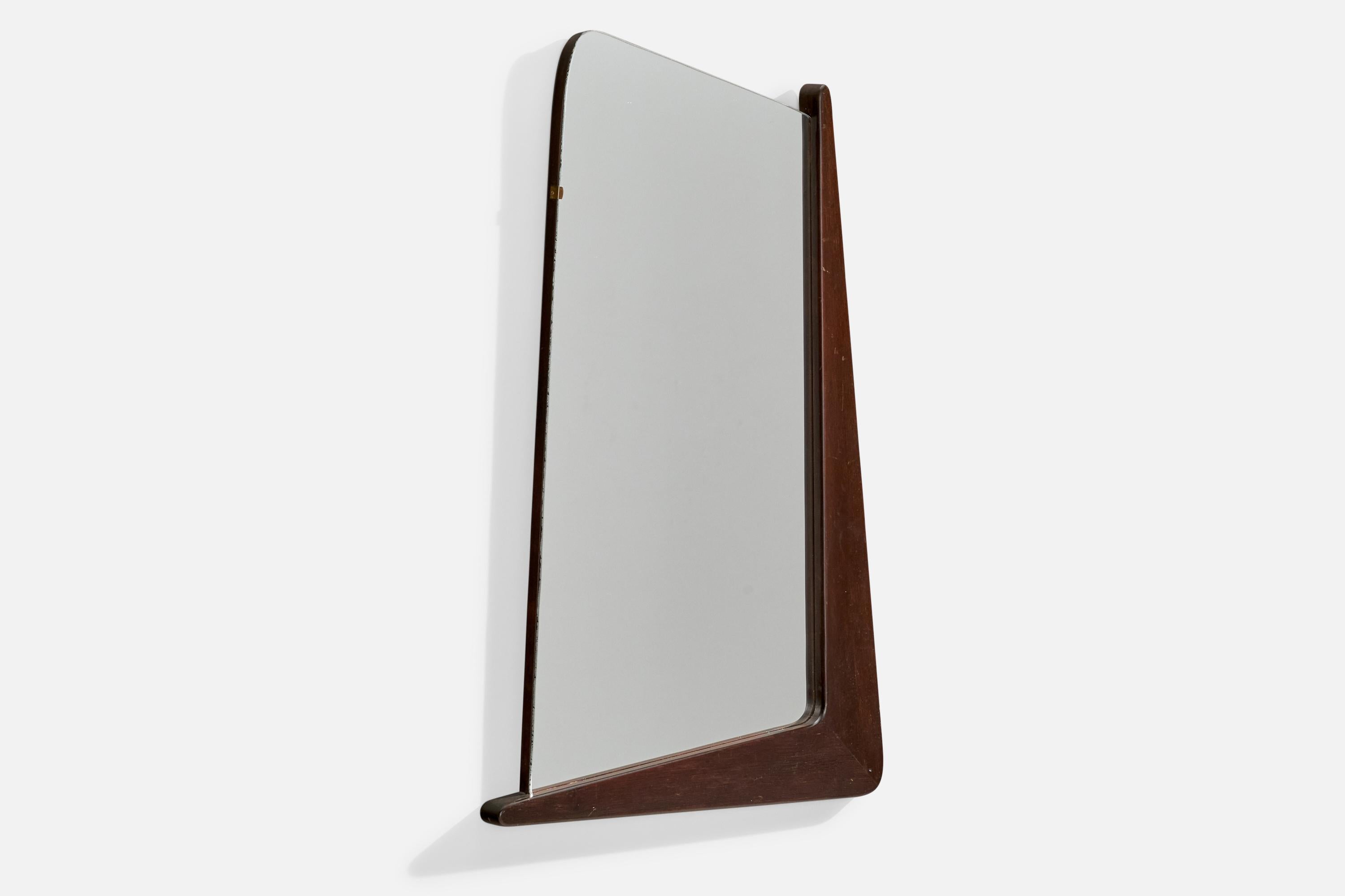 Scandinavian Modern Eriksmåla Glas, Freeform Wall Mirror, Walnut, Sweden, 1950s For Sale