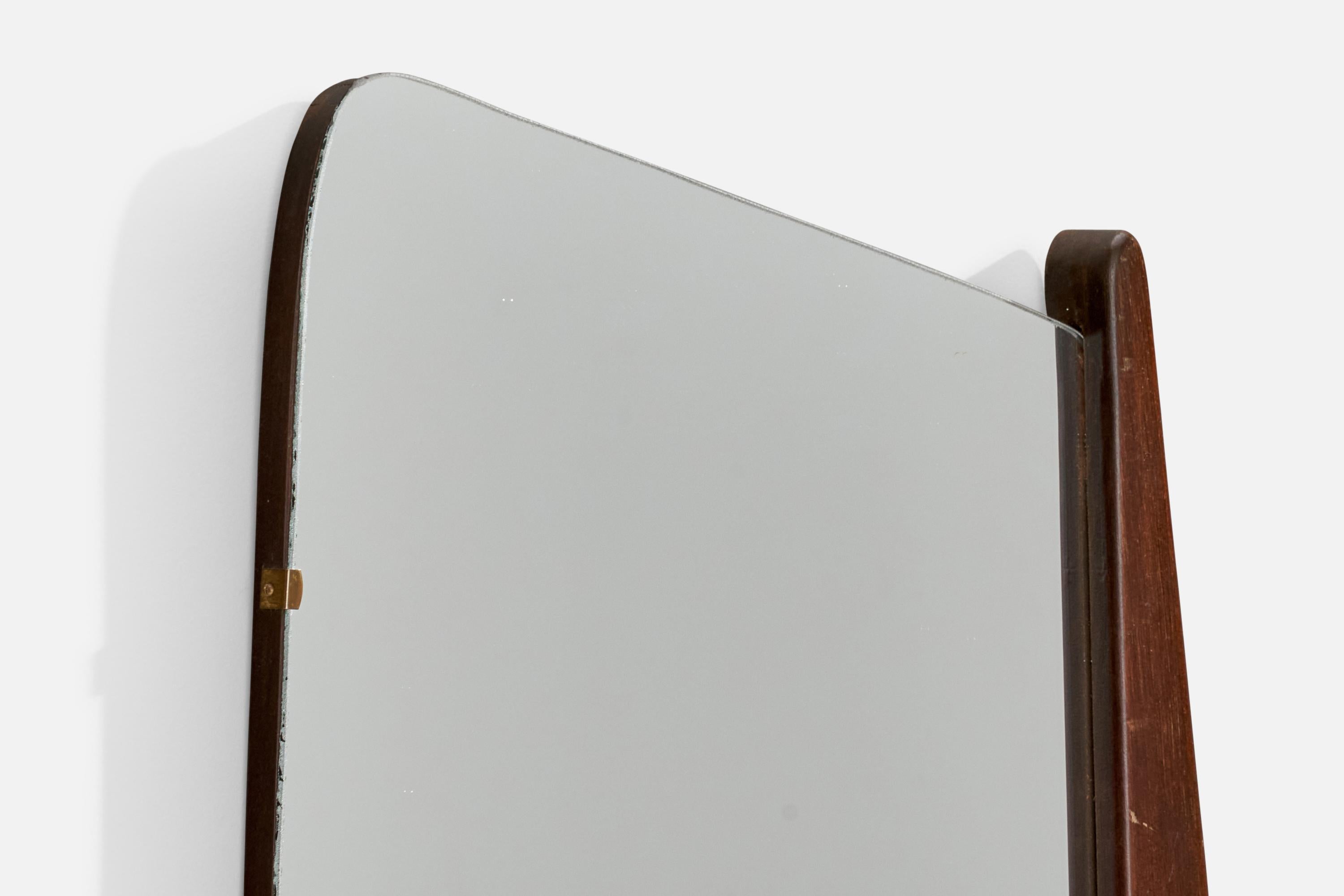 Suédois Eriksmåla Glas, miroir mural de forme libre, noyer, Suède, années 1950 en vente