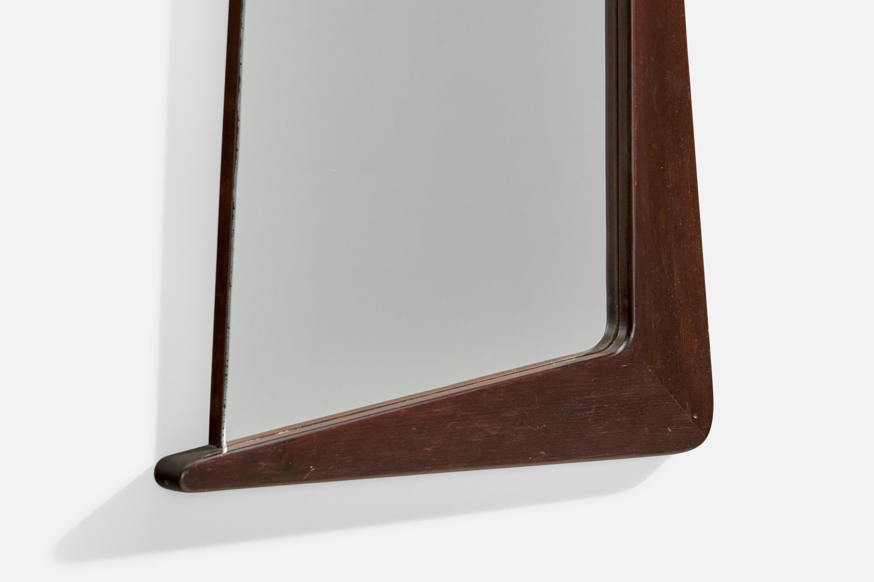 Eriksmåla Glas, Freeform Wall Mirror, Walnut, Sweden, 1950s For Sale 1