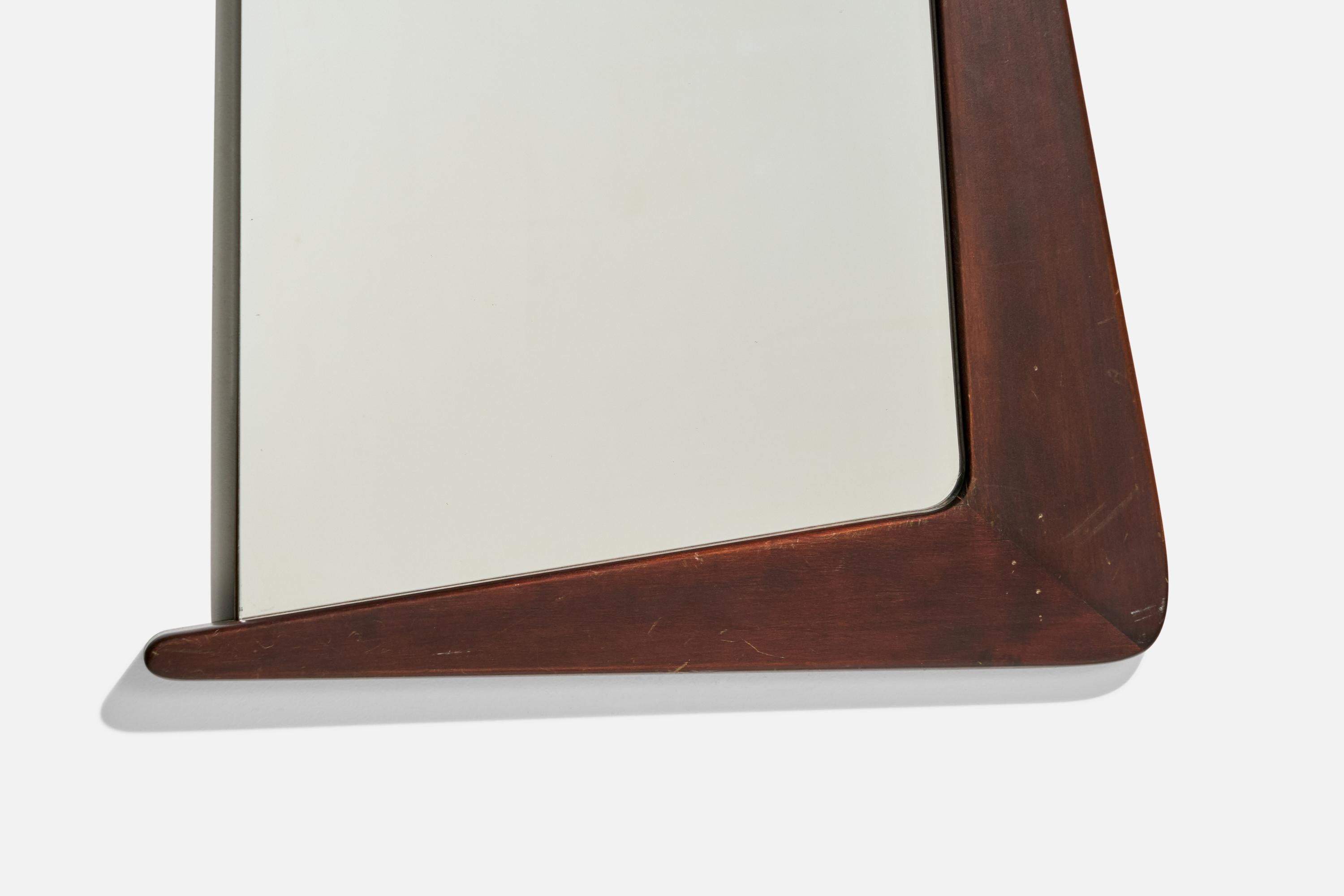 Eriksmålaglas, Freeform Mirror, Brass, Wood, Crystal Glass, Sweden, 1960s For Sale 3