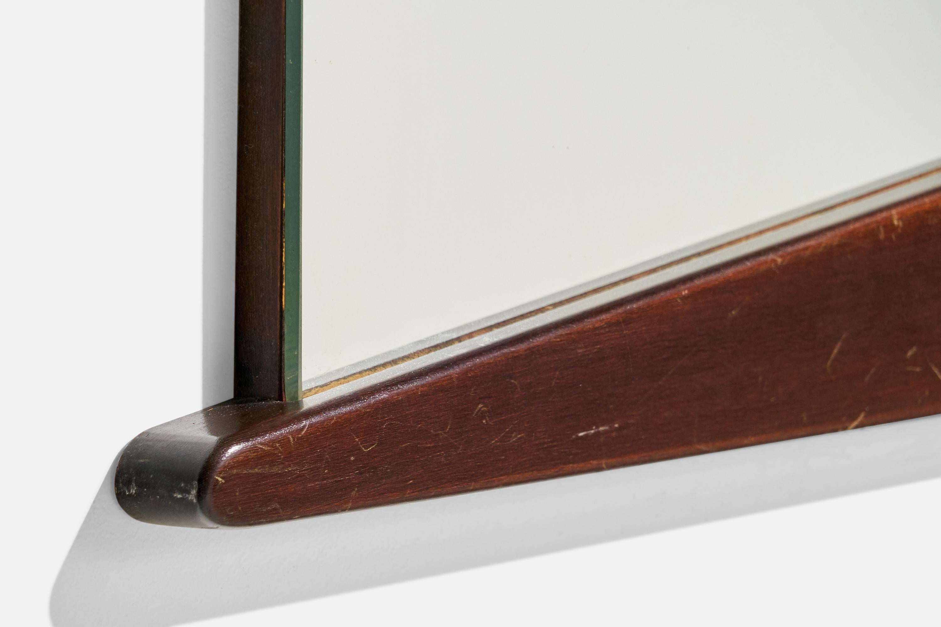 Eriksmålaglas, Freeform Mirror, Brass, Wood, Crystal Glass, Sweden, 1960s For Sale 5