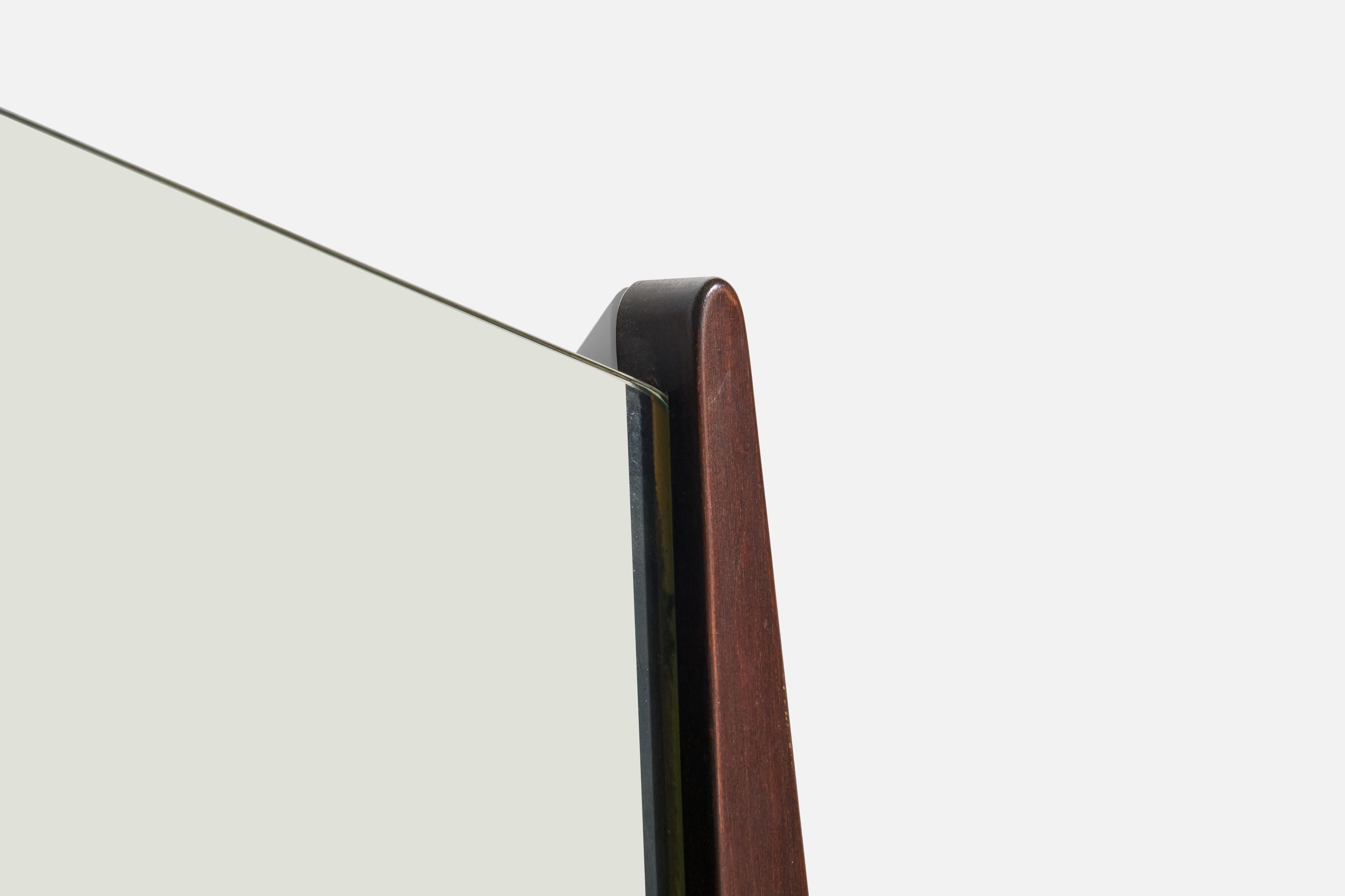 Eriksmålaglas, Freeform Mirror, Brass, Wood, Crystal Glass, Sweden, 1960s For Sale 1