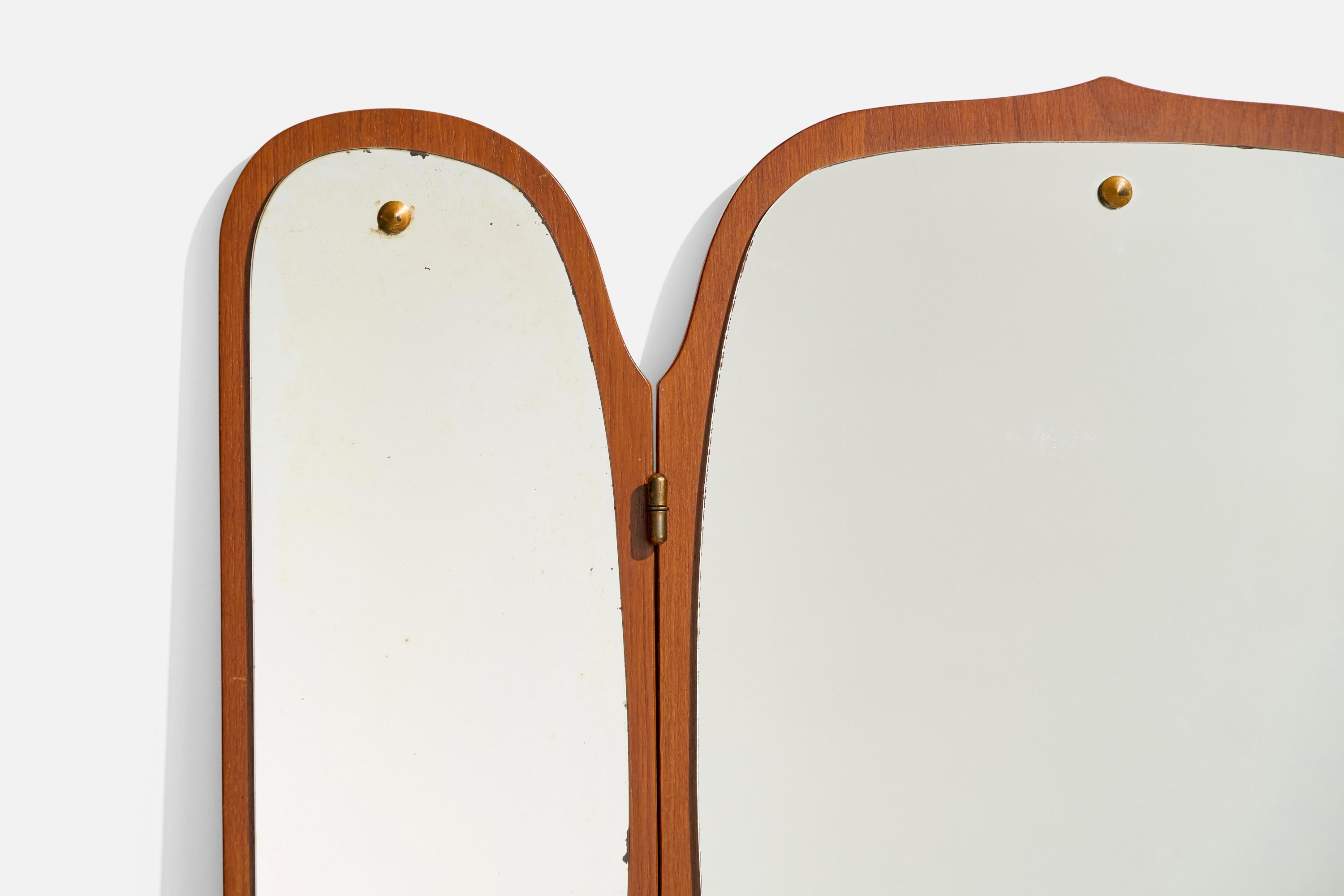 Eriksmålaglas, Wandspiegel, Teakholz, Schweden, 1950er Jahre 3