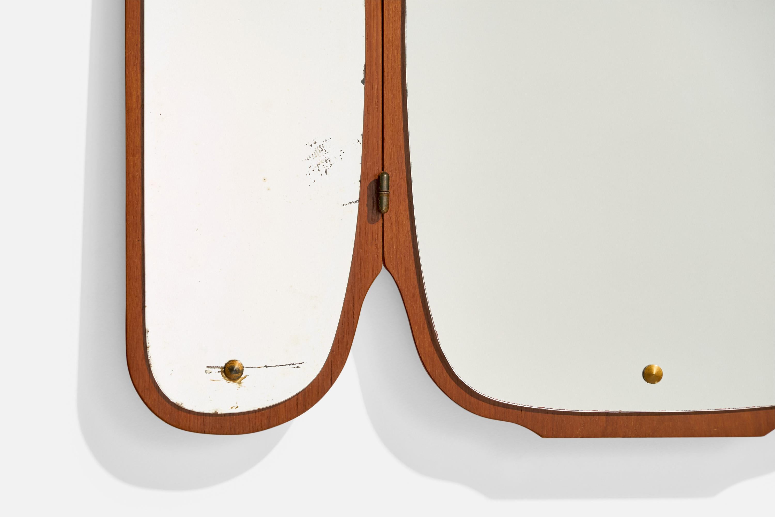 Eriksmålaglas, Wandspiegel, Teakholz, Schweden, 1950er Jahre 11