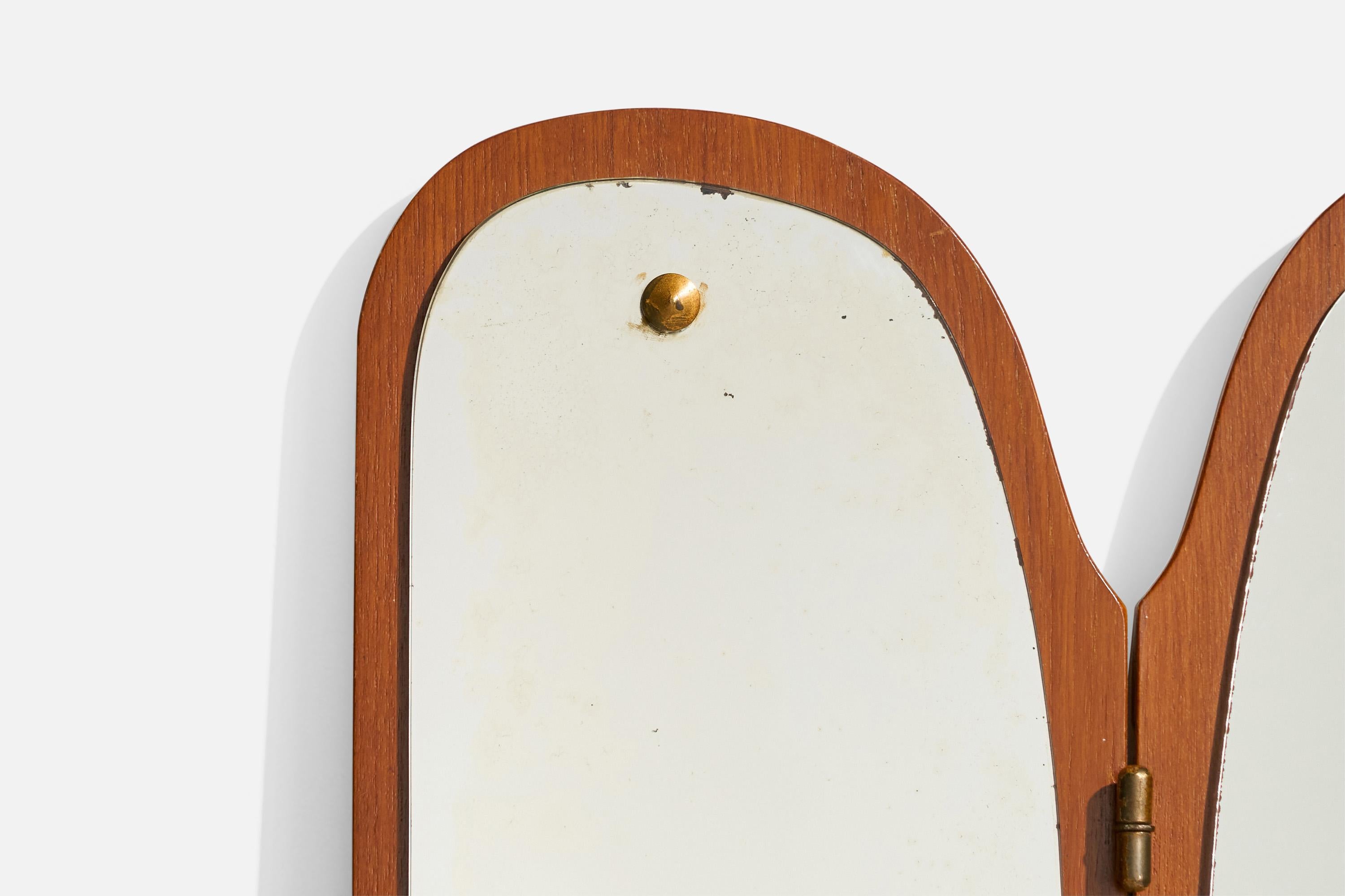 Eriksmålaglas, Wandspiegel, Teakholz, Schweden, 1950er Jahre 1