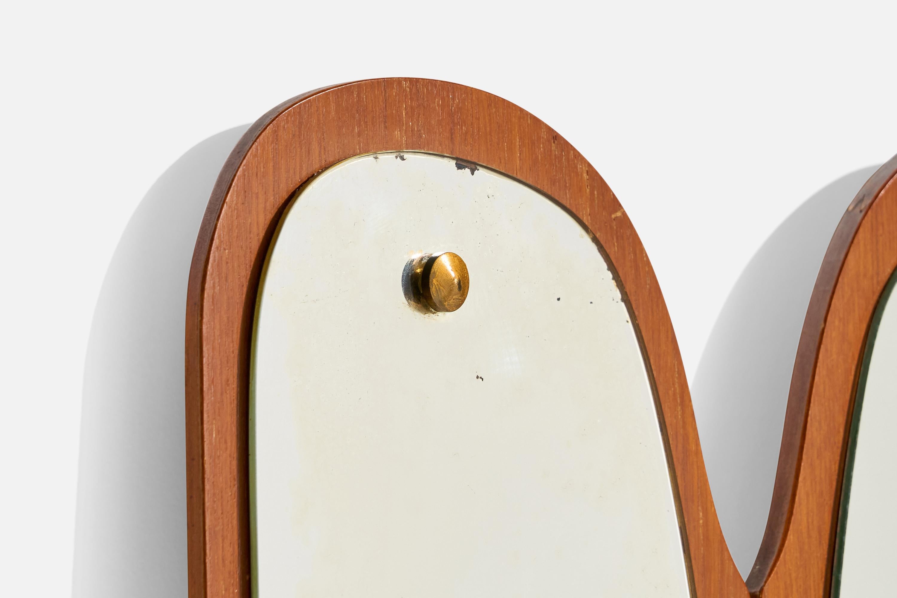 Eriksmålaglas, Wandspiegel, Teakholz, Schweden, 1950er Jahre 2