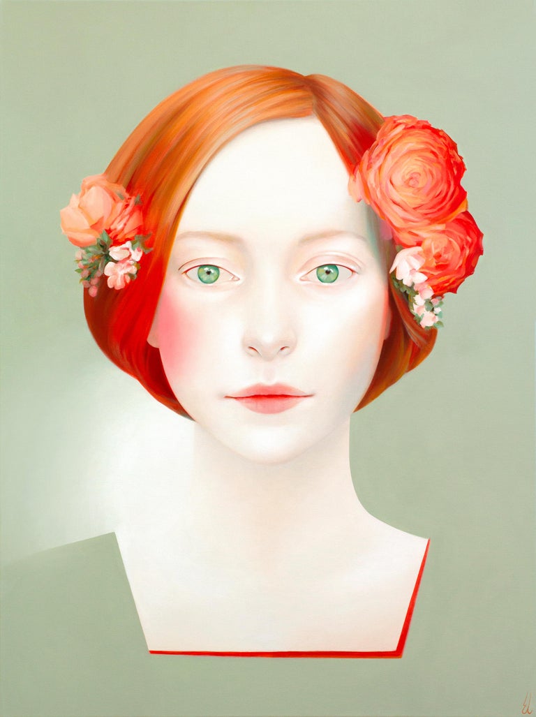 Erin Cone Figurative Painting - Constancy, acrylic on canvas, modern realism, female portrait with red hair