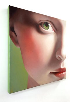 "Laurel", Oil on canvas, modern realism, female portrait with green eyes