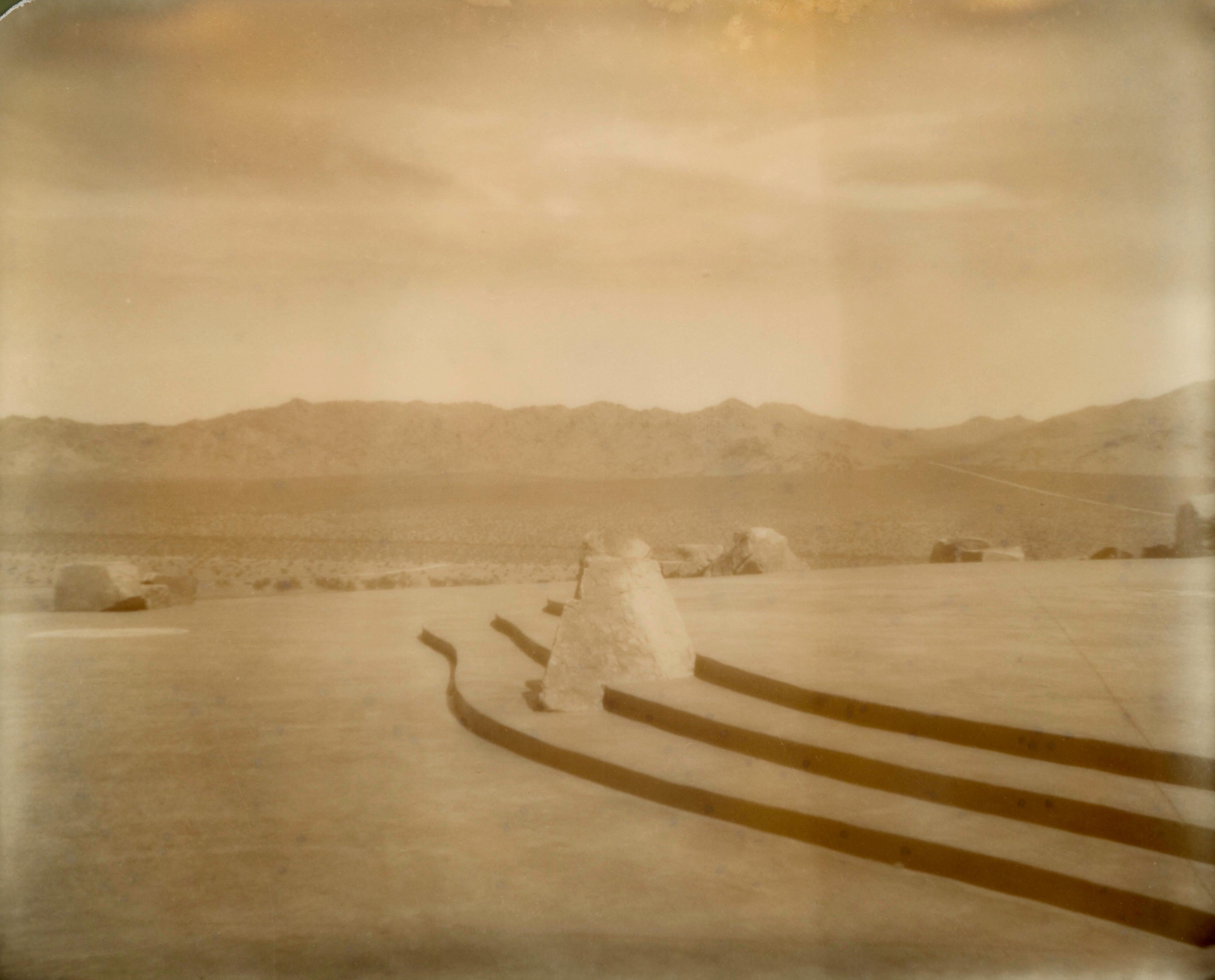 Erin Dougherty Color Photograph - Church (The Desert in Sepia) - 21st Century, Polaroid, Landscape