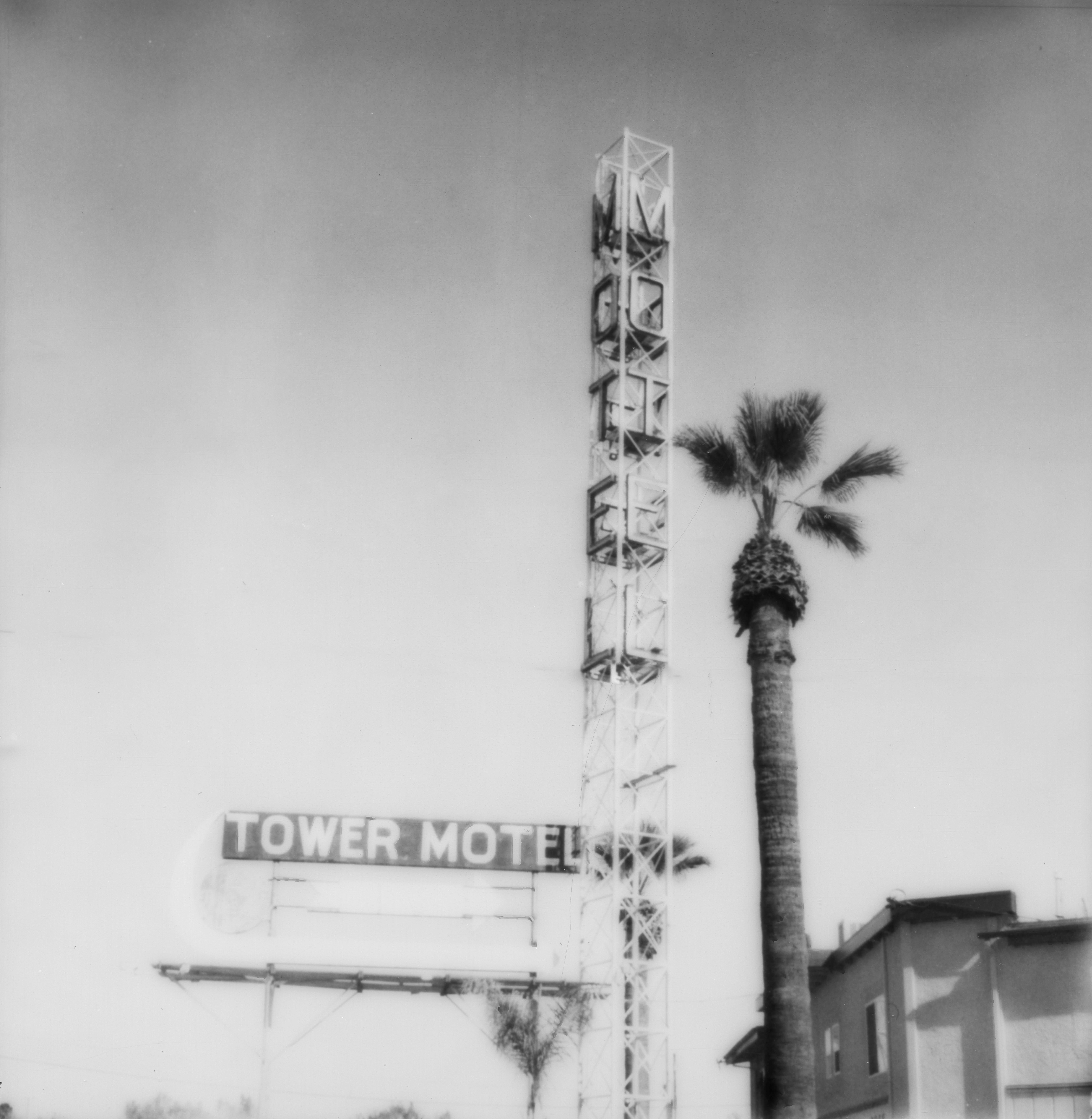 Erin Dougherty Black and White Photograph - Tower Motel 2 (Ghost Town) - 21st Century, Polaroid, Landscape