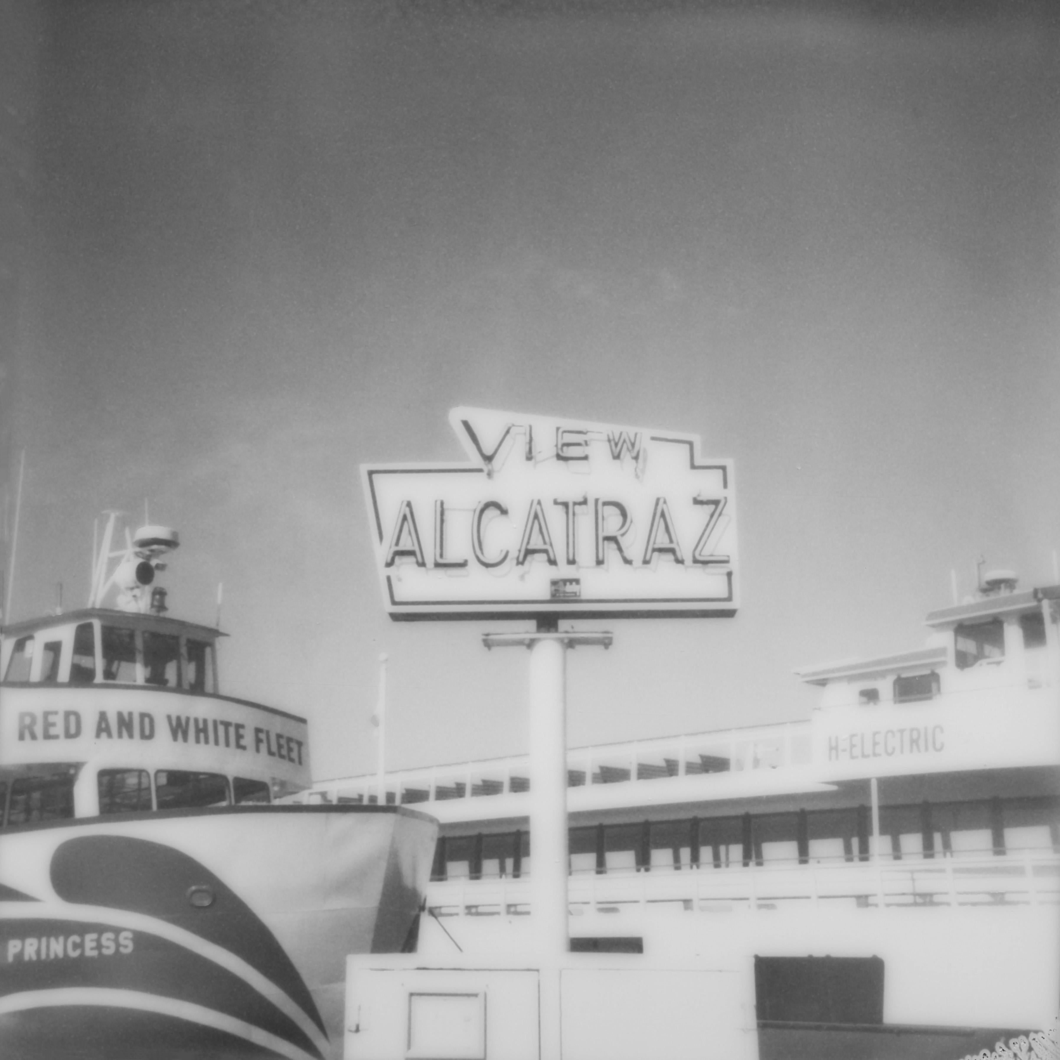 Erin Dougherty Black and White Photograph - Welcome to Alcatraz (San Francisco) - 21st Century, Polaroid, Landscape