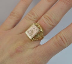 Erin Go Bragh Agate and 9 Carat Gold Intaglio Seal Signet Ring Ireland Forever