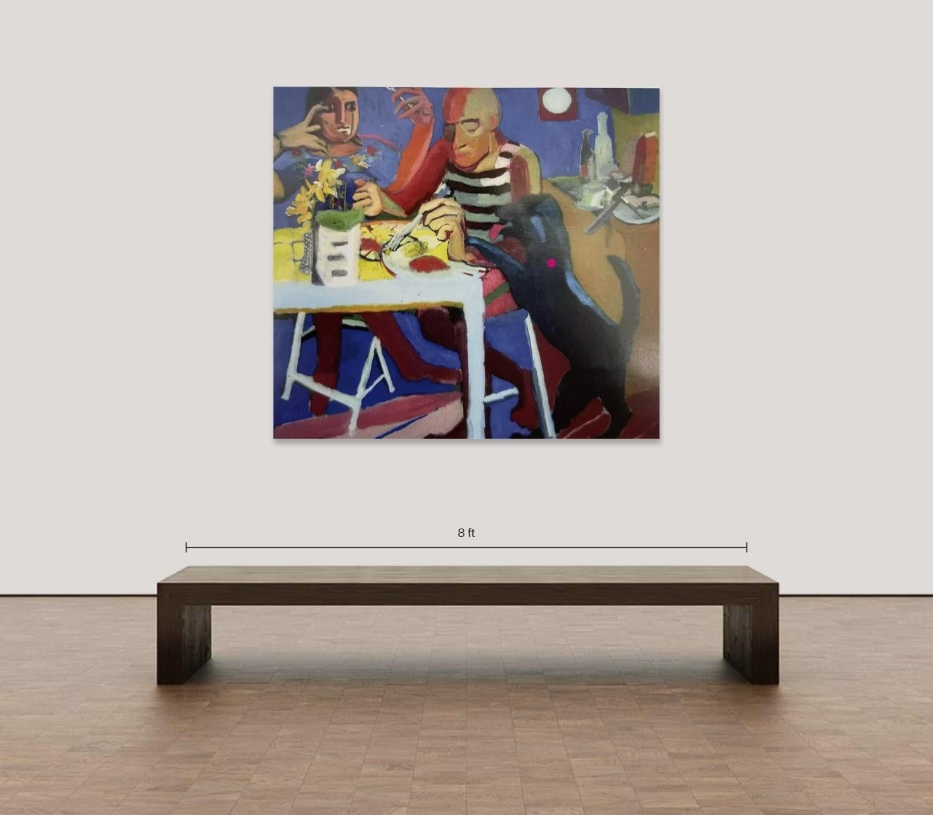 Magaiver, 60 x 66, stravagante opera figurativa surreale che rende omaggio a Picasso - Painting Espressionismo astratto di Erin Haldrup