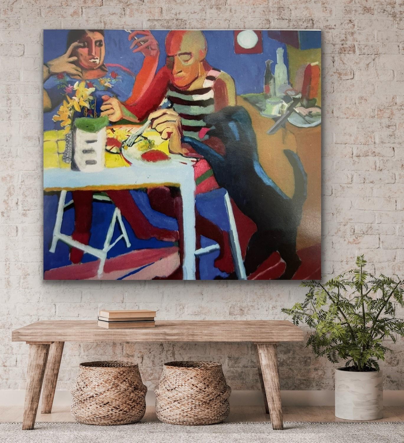 Magaiver, 60 x 66, quirky surreal figurative work paying homage to Picasso  - Abstract Expressionist Painting by Erin Haldrup