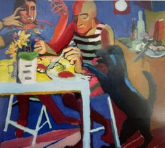 Magaiver, 60 x 66, quirky surreal figurative work paying homage to Picasso