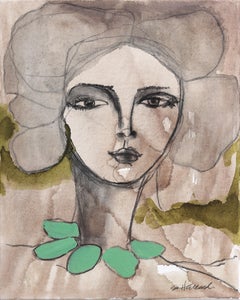 Adele, peinture de portrait figuratif expressionniste abstraite originale