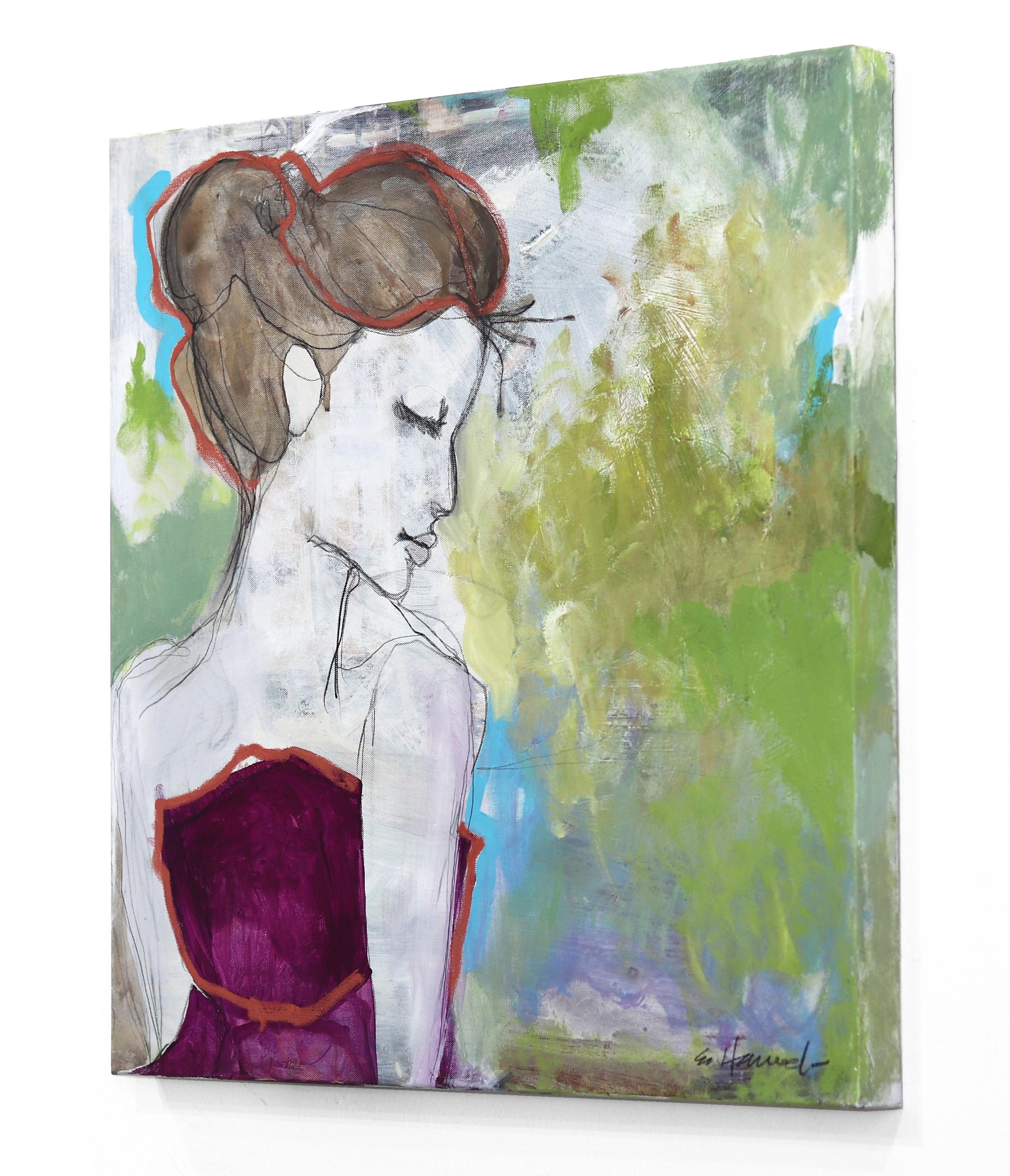 Carina  - Original Abstract Expressionist Figurative Portrait Painting For Sale 2