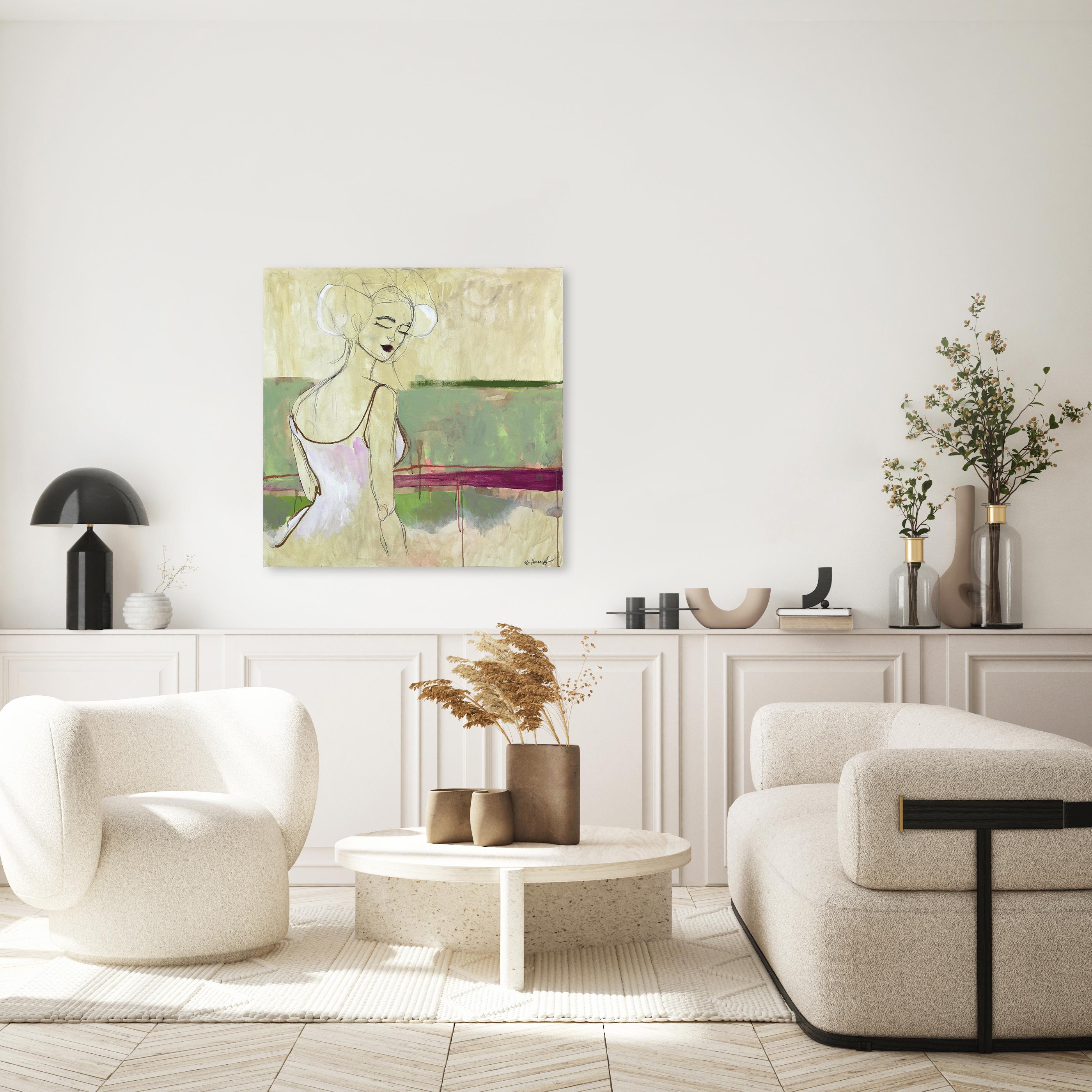 Gisela - Ritratto figurativo contemporaneo di espressionismo astratto - Painting di Erin Hammond Caswell