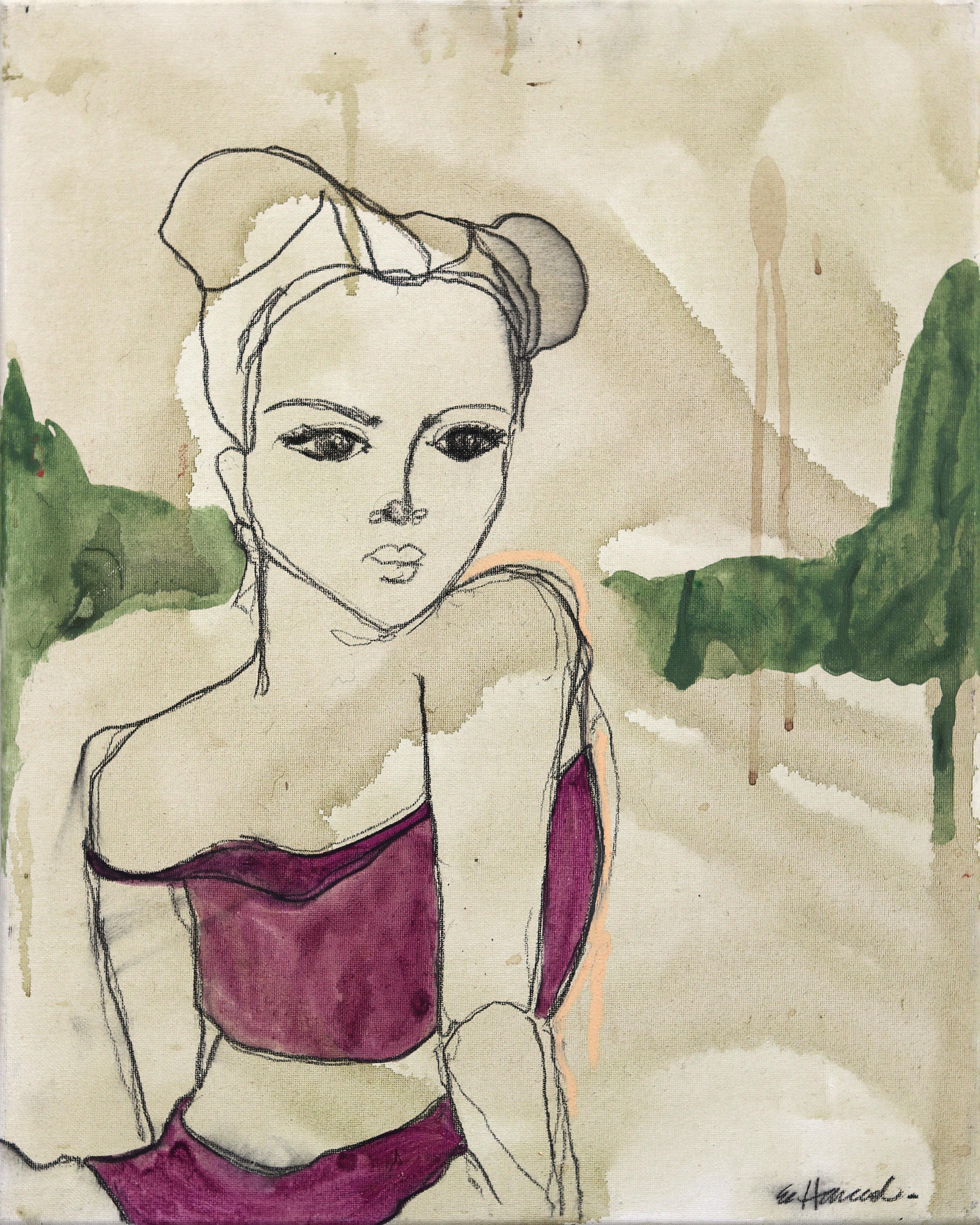 Erin Hammond Caswell Portrait Painting – Liesel - Original Abstrakt-expressionistisches figuratives Porträtgemälde