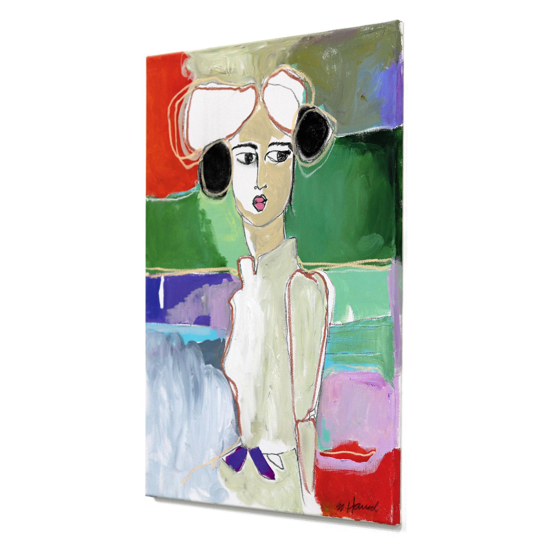 Vision - Colorful Abstract Expressionism Figurative OriginaI Portrait Painting For Sale 1