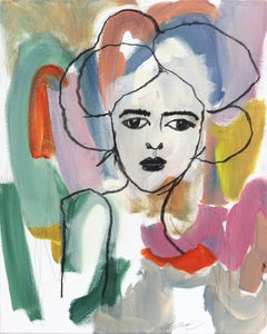 Ana - Pintura Retrato Femenino Abstracto Figurativo Colorido y Malhumorado sobre Lienzo