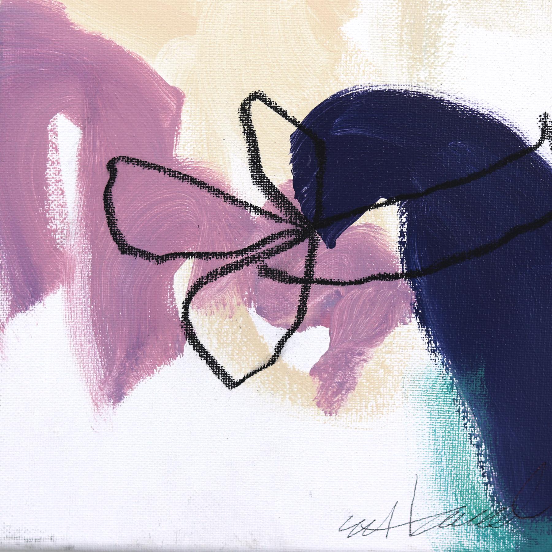 Elise - Colorful Pastel Figurative Abstract Feminine Portrait Painting on Canvas For Sale 5