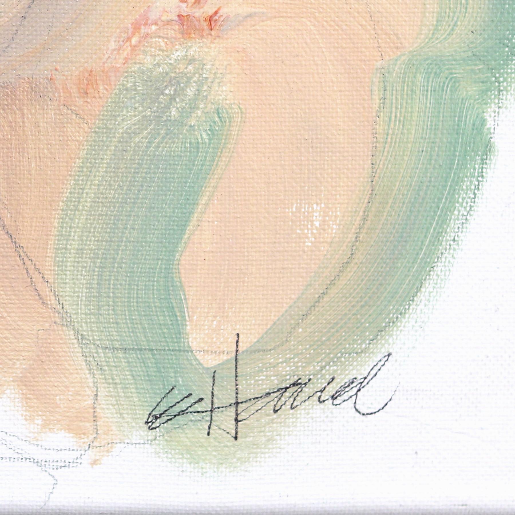 Emmaline - Muted Color Figurative Abstract Feminine Portrait Painting on Canvas For Sale 2