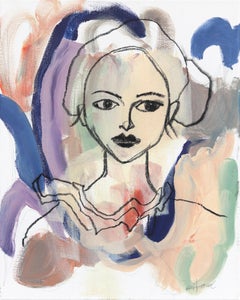 Emmaline - Pintura Retrato Femenino Abstracto Figurativo de Color Atenuado sobre Lienzo