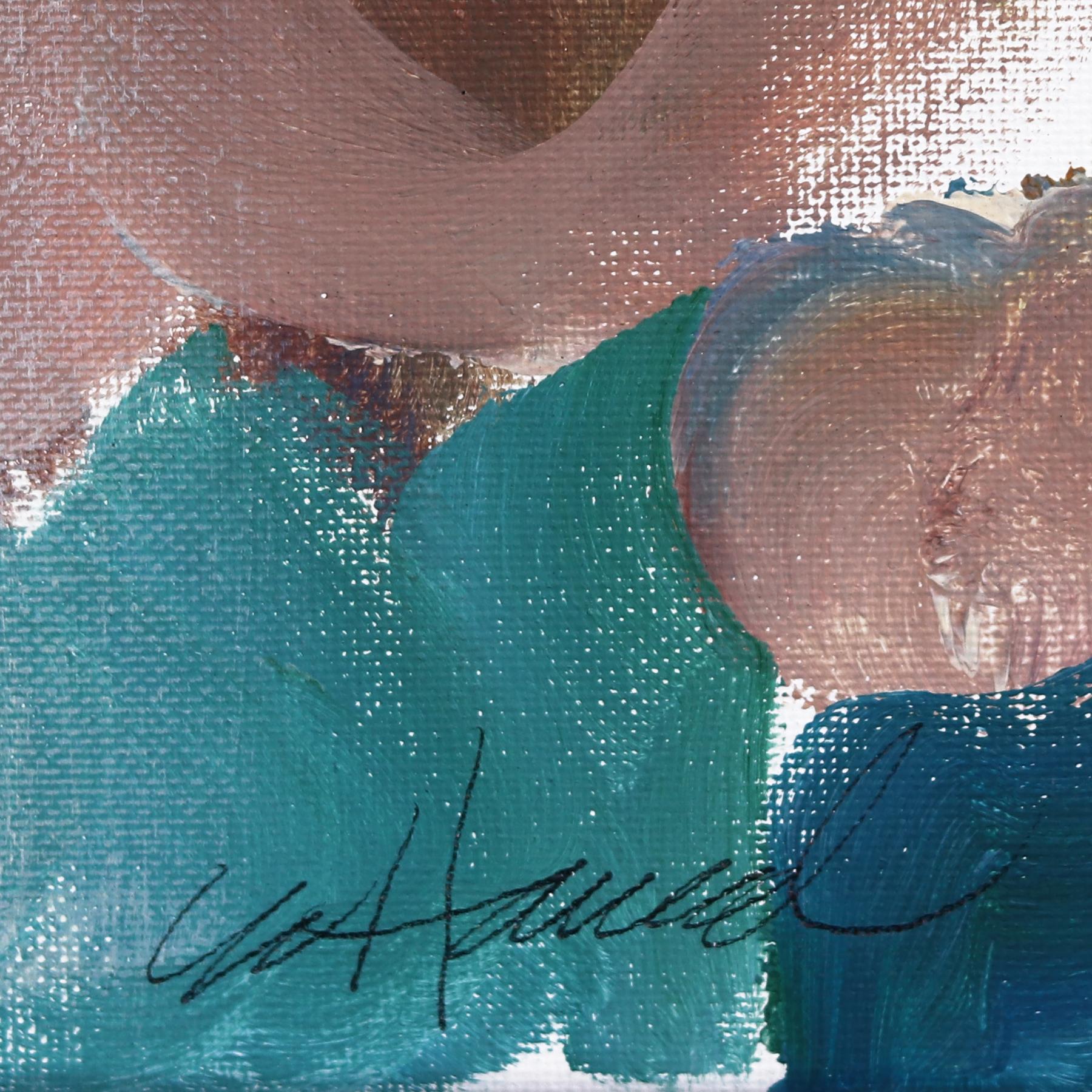 River - Moody Cool Tone Figurative Abstract Feminine Portrait Painting on Canvas For Sale 7
