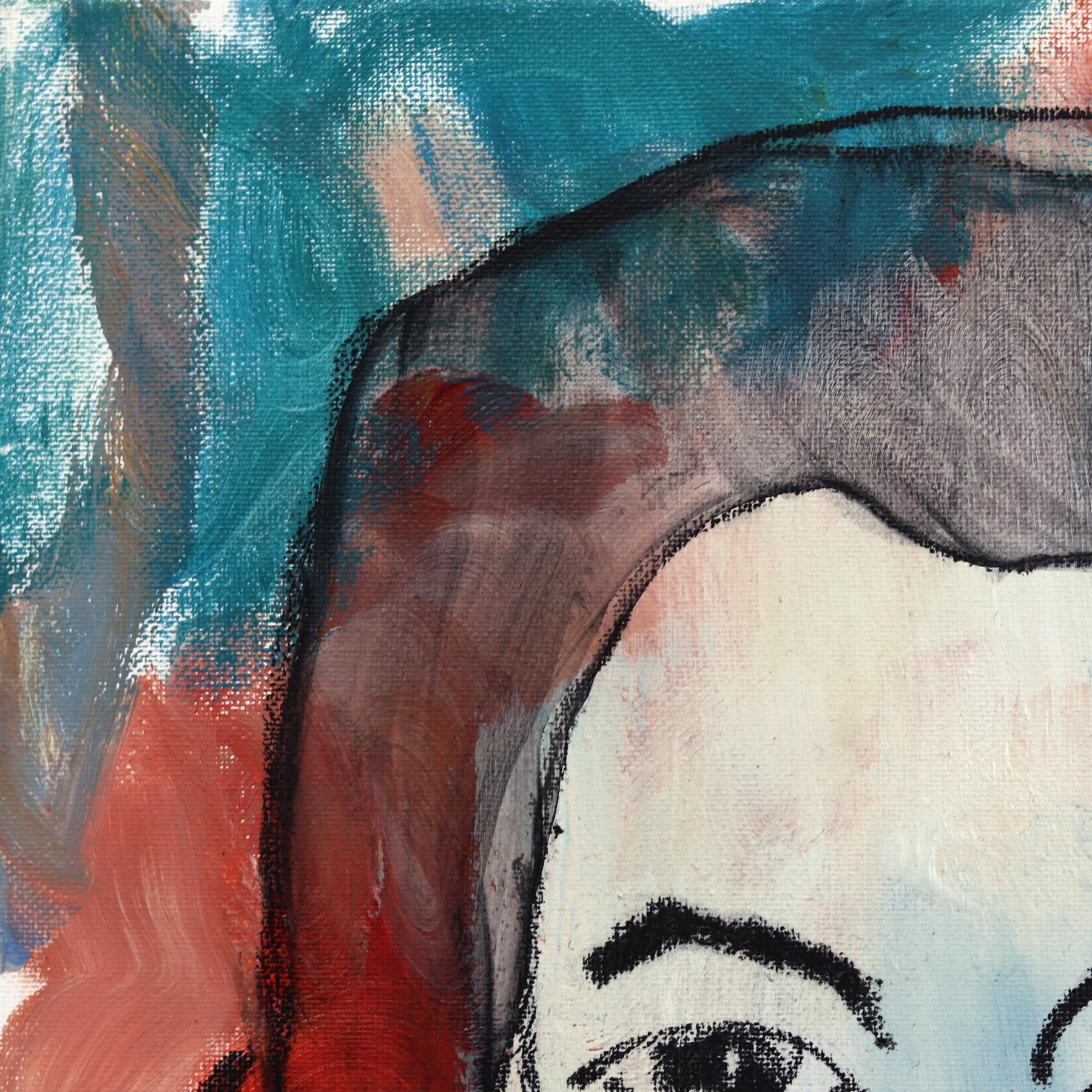 River - Moody Cool Tone Figurative Abstract Feminine Portrait Painting on Canvas For Sale 2