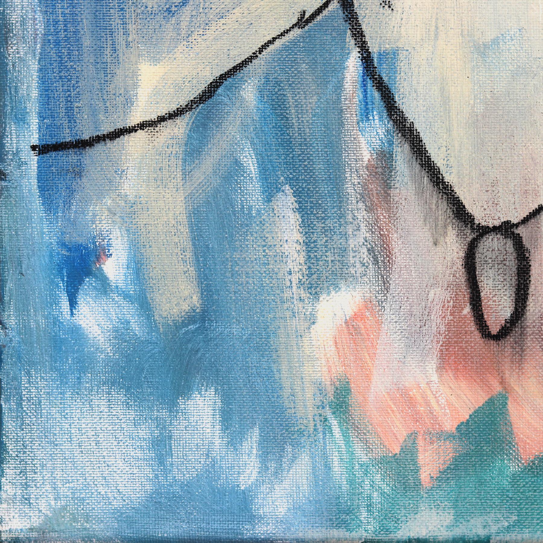 River - Moody Cool Tone Figurative Abstract Feminine Portrait Painting on Canvas For Sale 5