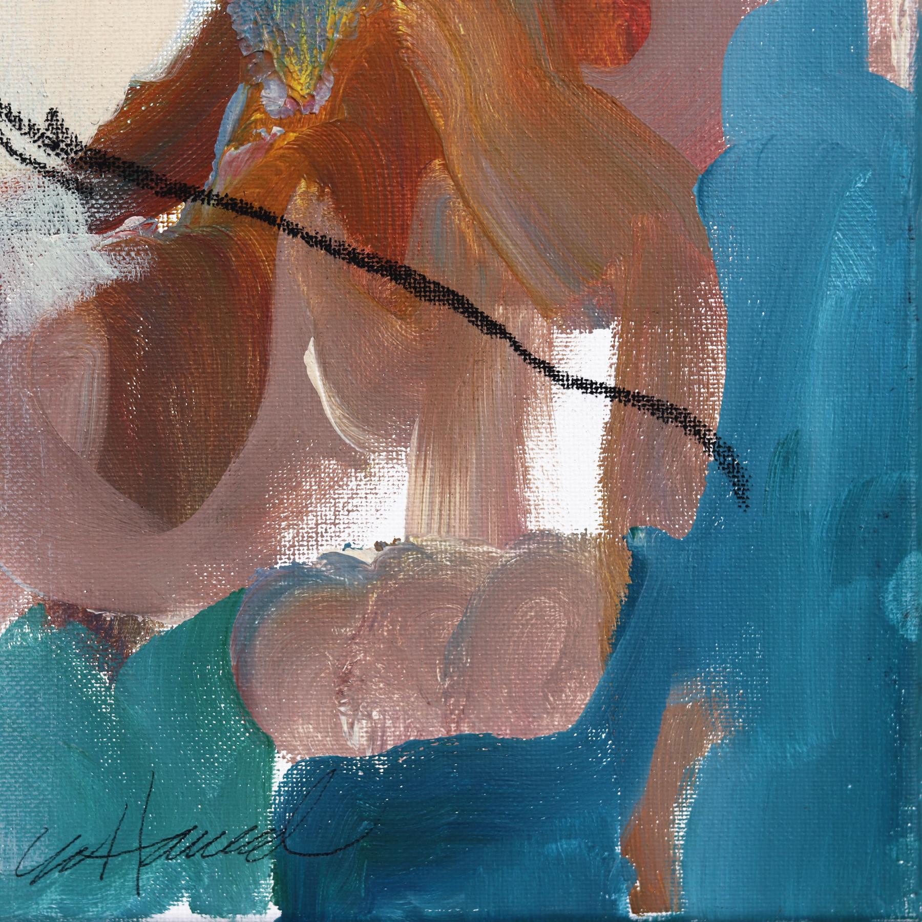 River - Moody Cool Tone Figurative Abstract Feminine Portrait Painting on Canvas For Sale 6