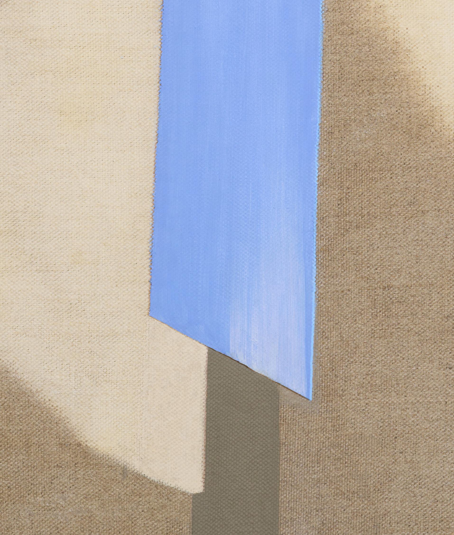 Erin O'Brien
Ballast, 2025
acrylic and bleach on linen
30 x 26 in.
(obri030)

This original acrylic painting by Erin O'Brien features painterly abstract shapes in shades of lavender, yellow, green and beige with raw linen canvas showing