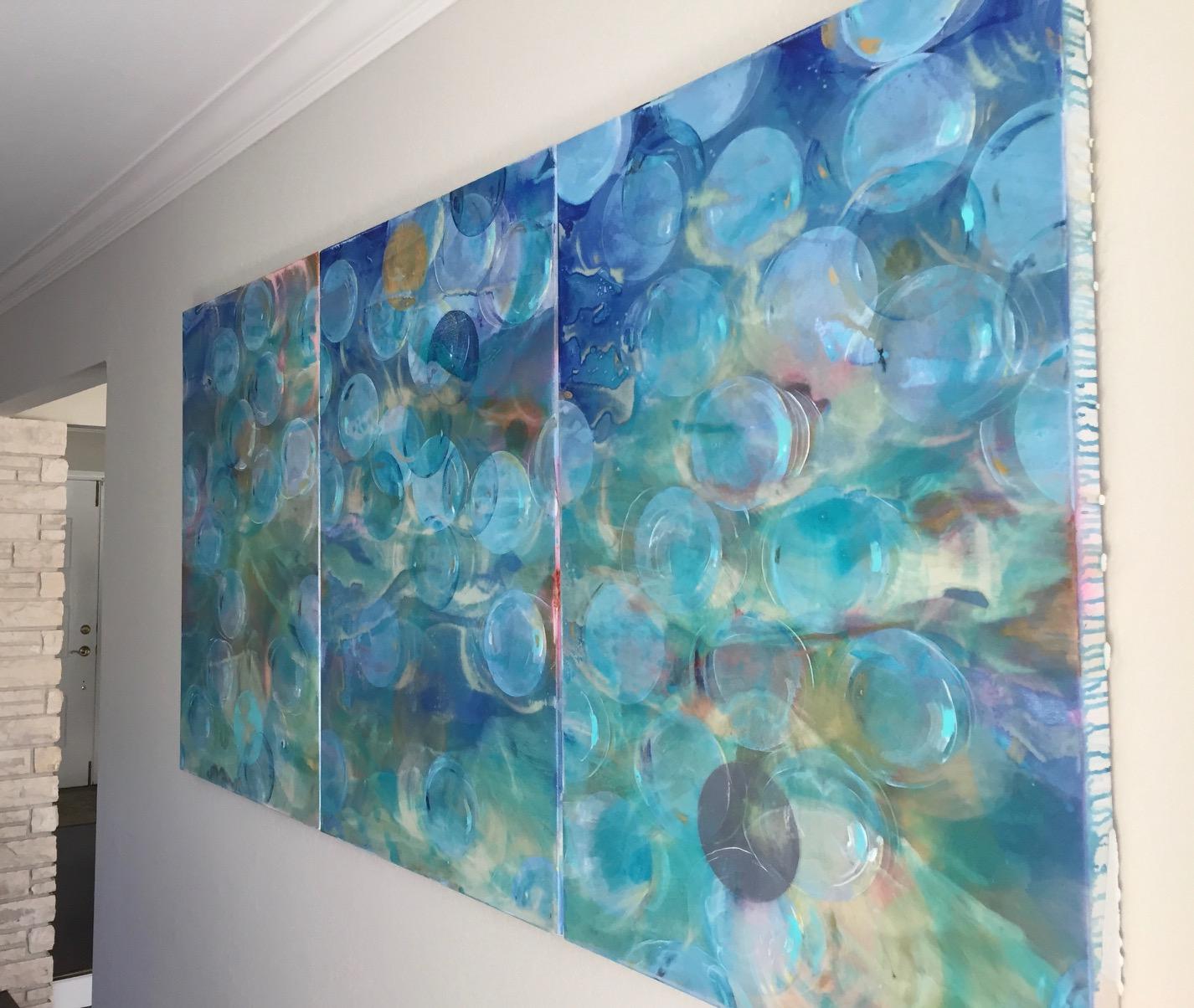 I sognatori dei sogni / acrilico e resina su tela - trittico blu - Painting Contemporaneo di Erin Parish