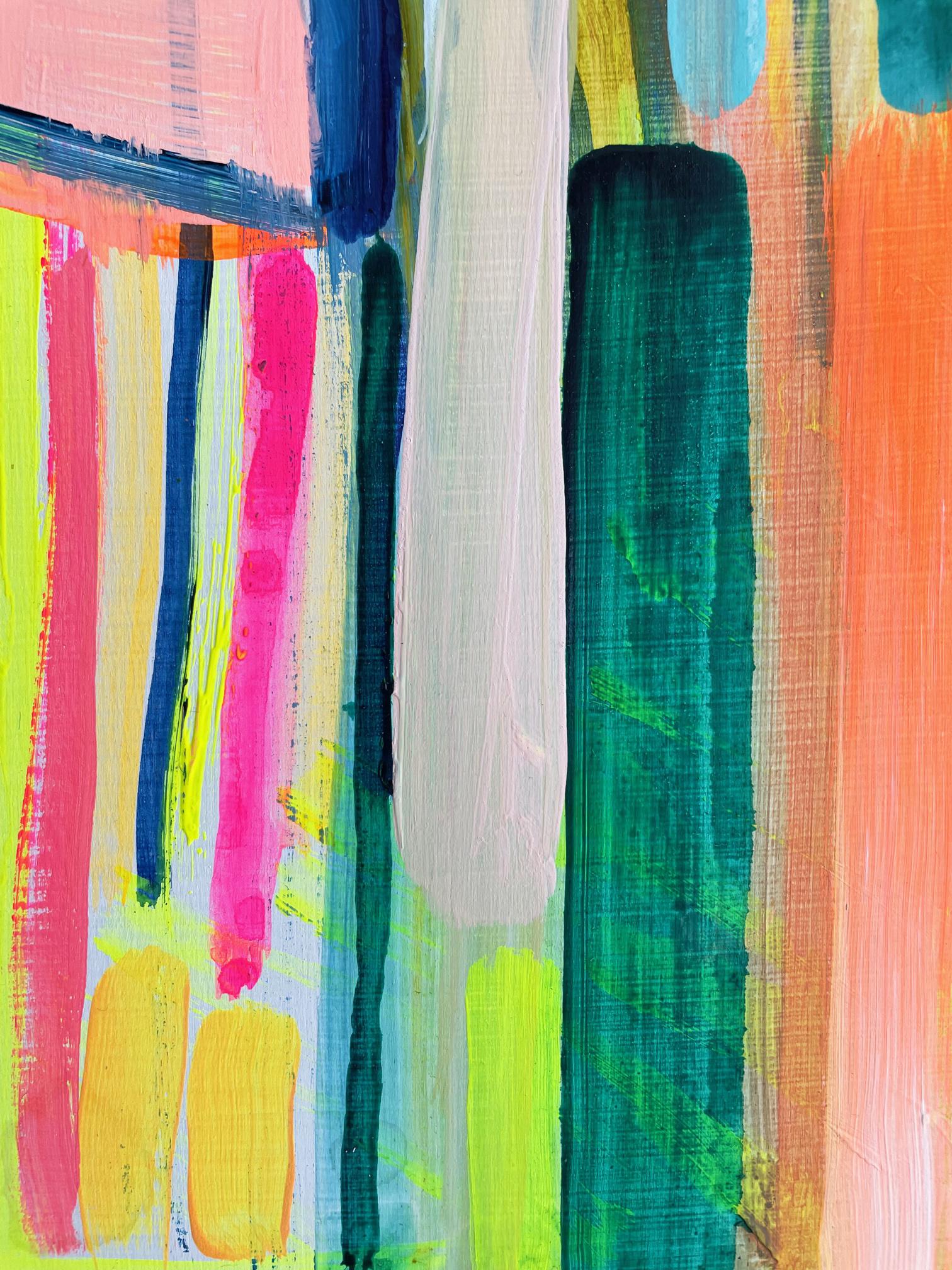 Lightrays - Beige Abstract Painting by Erin Rachel Hudak