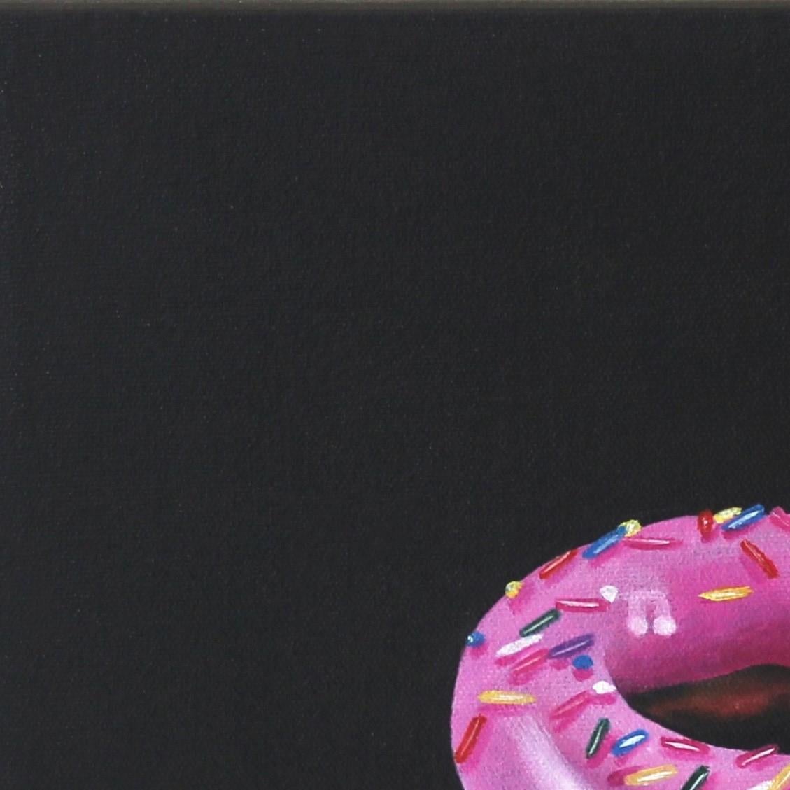 Pink Donut With Rainbow Sprinkles - Photorealist Painting by Erin Rothstein