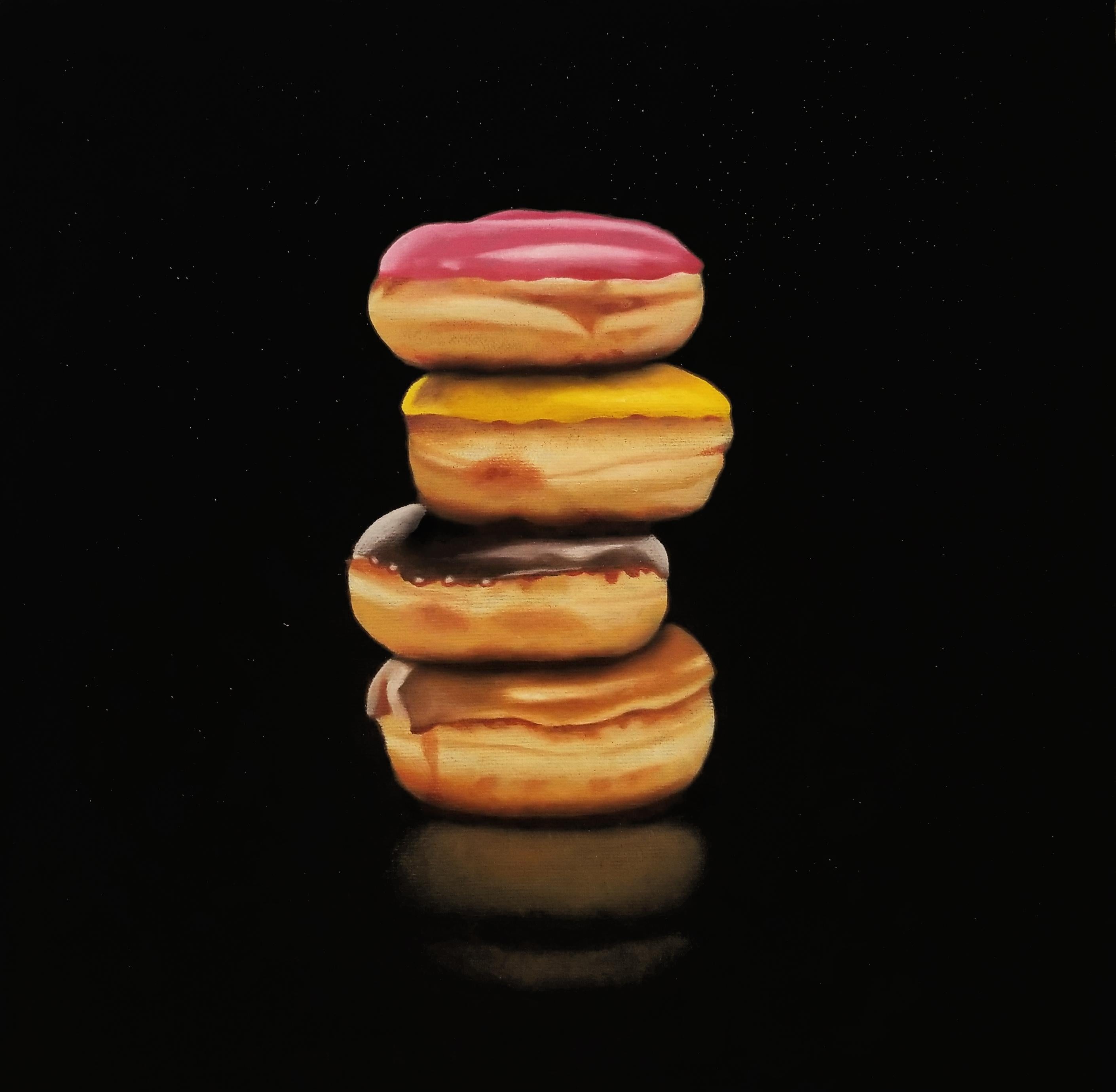 Erin Rothstein Interior Painting - "Stack of Donuts" - Original Photorealistic Painting on Canvas