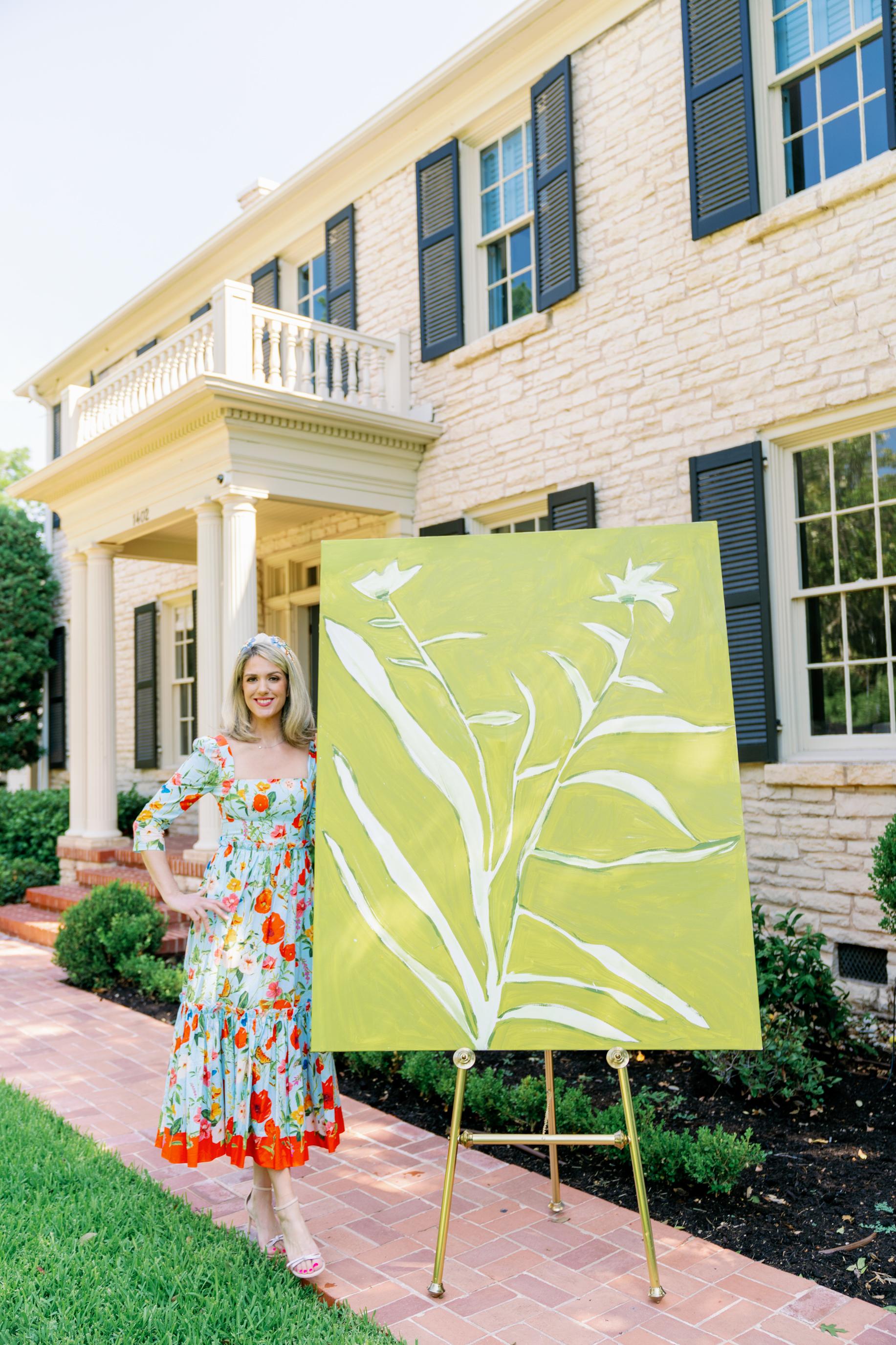 August Limelights di Erin Tice, quadro botanico verticale su tela di grandi dimensioni Greene & Greene in vendita 1