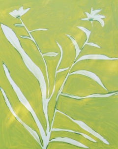 August Limelights by Erin Tice, Large Canvas Vertical Green Botanical Painting
