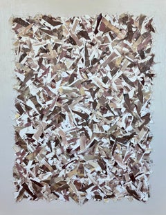 Bridgehampton Birch di Erin Tice, dipinto a collage su tela marrone di grandi dimensioni