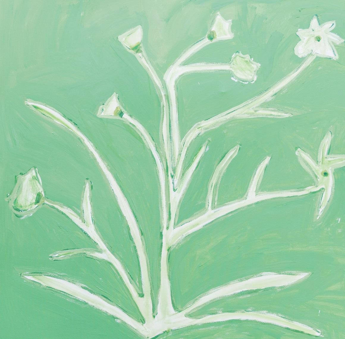 La Botanique Vert di Erin Tice, quadro botanico quadrato su tela di grandi dimensioni Greene & Greene