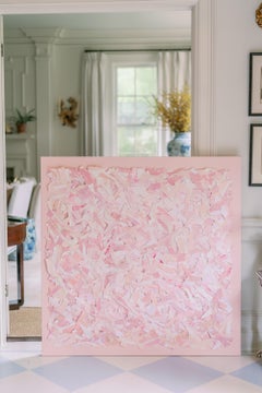 On Pointe by Erin Tice, Cuadro collage rosa cuadrado grande sobre lienzo