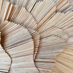Toothpicks I - 3D wood color contemporary abstract mural sculpture