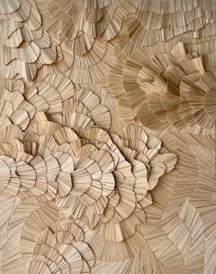 Toothpicks I - 3D Holz Farbe zeitgenössische abstrakte Wandmalerei Skulptur