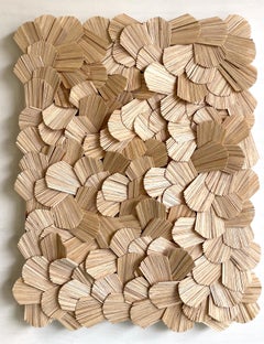 Toothpicks II - 3D wood color contemporary abstract mural sculpture