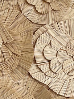 Toothpicks III - 3D wood color contemporary abstract mural sculpture