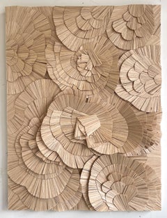 Toothpicks III - 3D wood color contemporary abstract mural sculpture