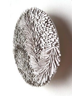 White Path - 3D small contemporary abstract round mural sculpture