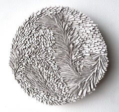 White Path - 3D small contemporary abstract round mural sculpture 