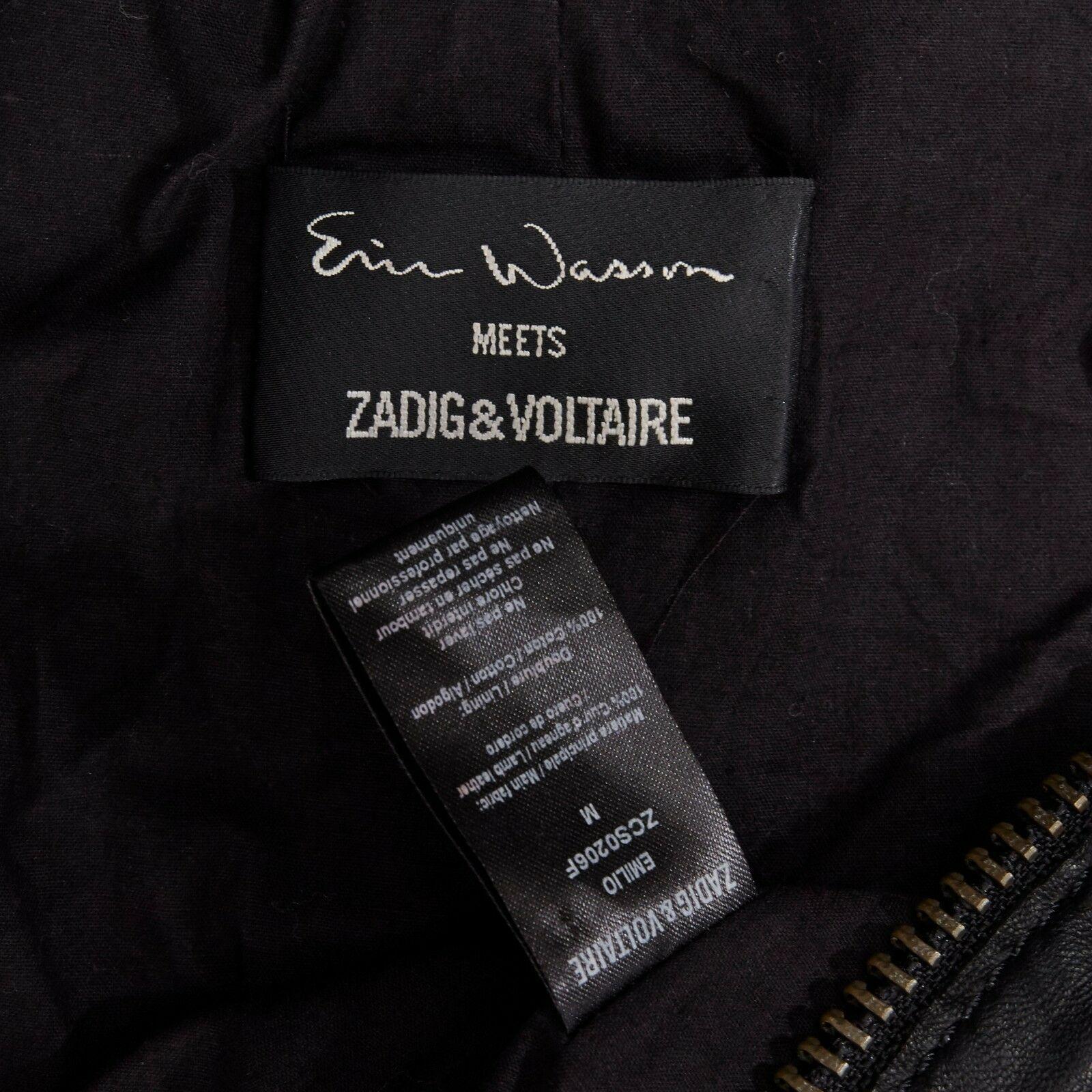 ERIN WASSON ZADIG VOLTAIRE padded strap silver buckle zip trim leather vest M 2